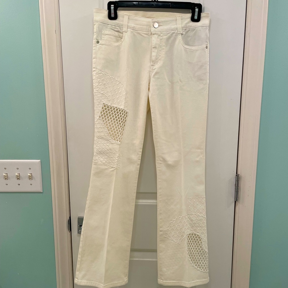 Stella McCartney EUC Sz 27 Embroidered Light Cream Jeans/Pants.